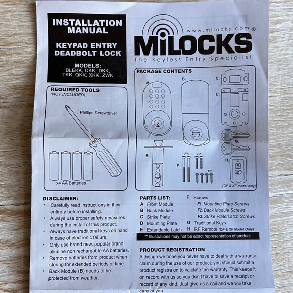 MiLocks Keypad Entry Deadbolt Lock Set With Remote - Picture 2 of 6